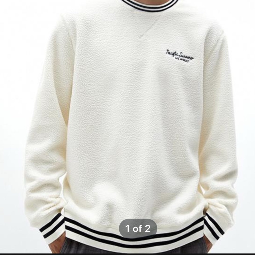 PACSUN Men's White Sweater with Black Accents
